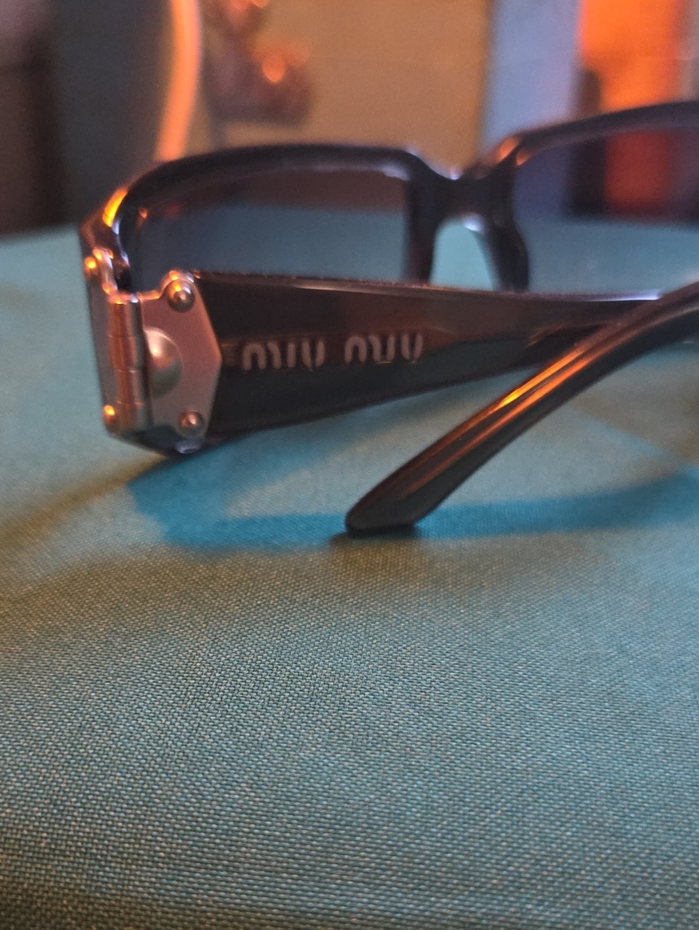 Miu Miu Black Gradient Sunglasses with Silver Hinges